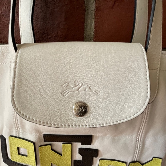 Longchamp Le Pliage LPG Limited Edition Rare Leather Tote Lettering Patch Logo - Picture 3 of 16